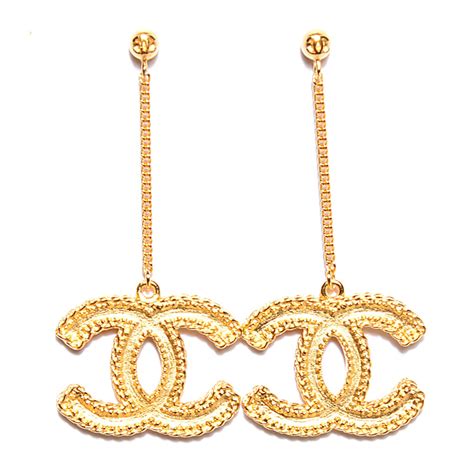 chanel earrings drop gold|chanel inspired gold earrings.